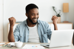 man excited after having his tax issues resolved